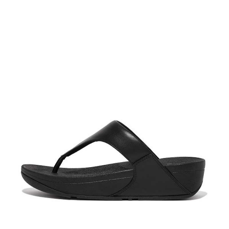 Black Women\'s FitFlop Lulu Leather Toe-Post Sandals | 409OPYTFX