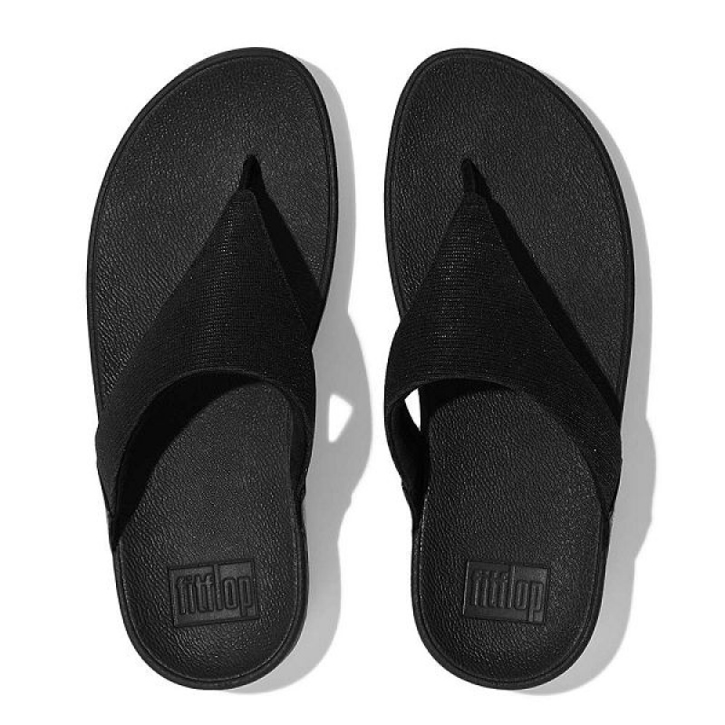 Black Women's FitFlop Lulu Shimmerlux Toe-Post Sandals | 205TSOLDC