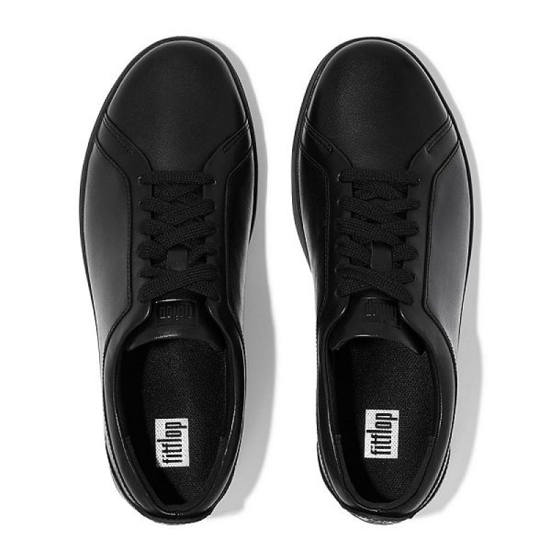 Black Women's FitFlop Rally Leather Sneakers | 560LYIZJP