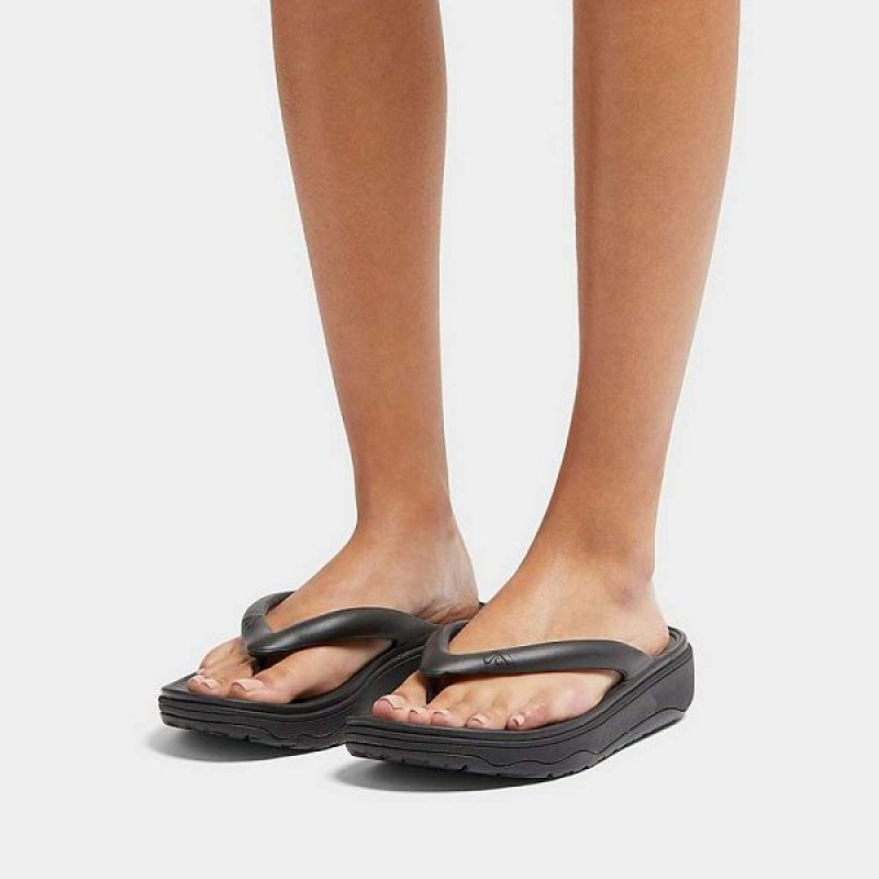 Black Women's FitFlop Relieff Recovery Toe-Post Sandals | 501CXRKQS