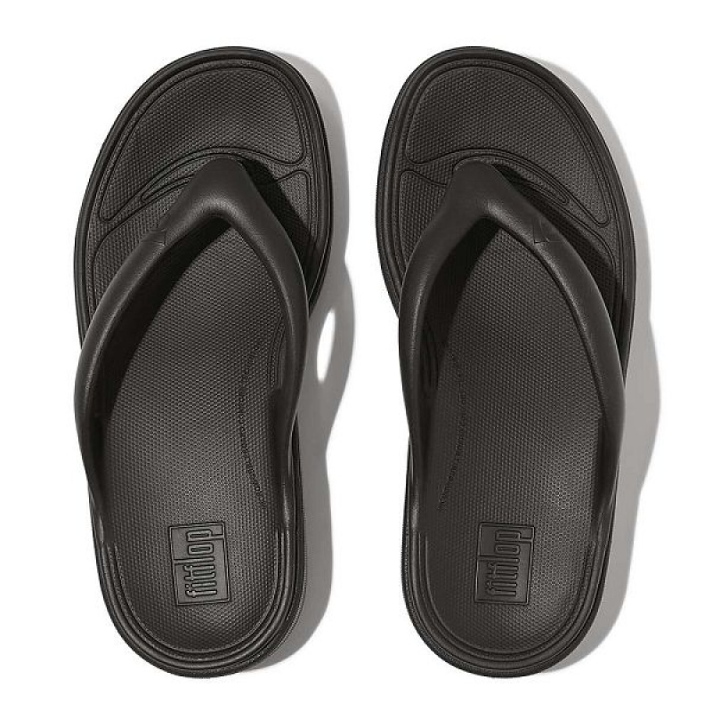 Black Women's FitFlop Relieff Recovery Toe-Post Sandals | 501CXRKQS