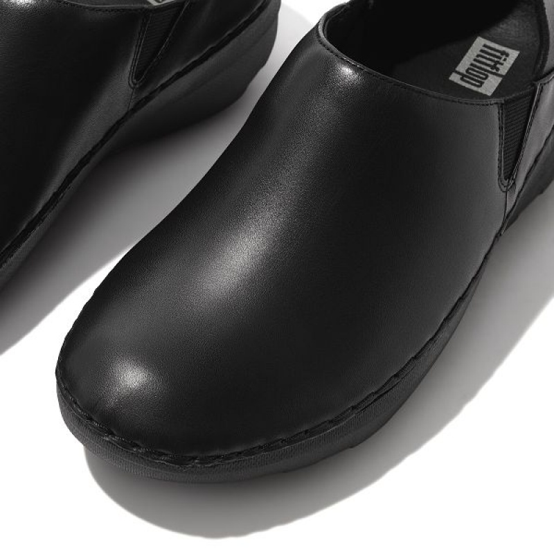 Black Women's FitFlop Superloafer Leather Loafers | 146RUMZAG