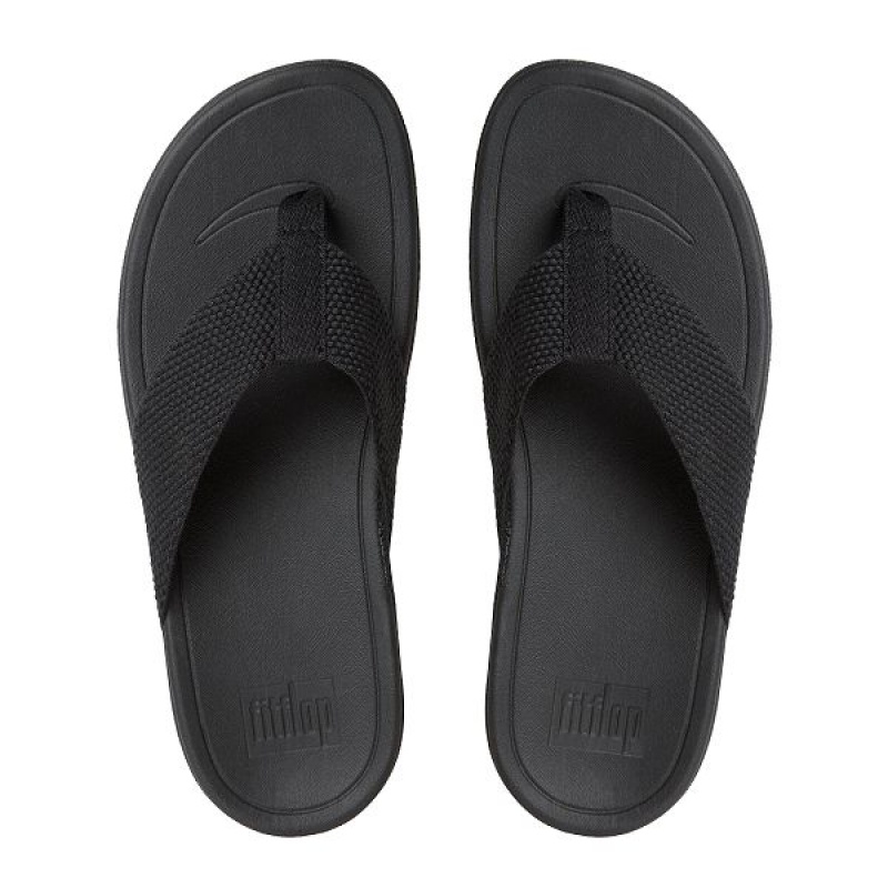 Black Women's FitFlop Surfa Toe-Post Sandals | 387CVGFXI