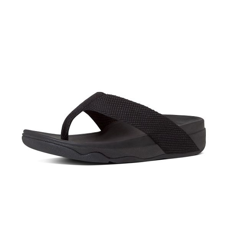 Black Women's FitFlop Surfa Toe-Post Sandals | 387CVGFXI