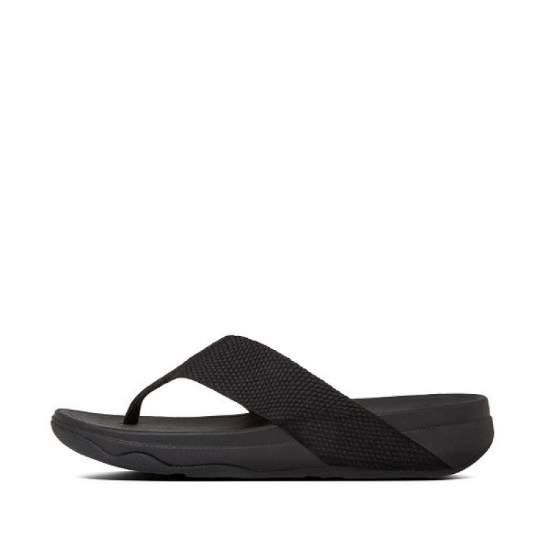 Black Women\'s FitFlop Surfa Toe-Post Sandals | 387CVGFXI