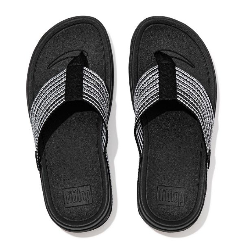 Black Women's FitFlop Surfa Toe-Post Sandals | 429JNKYDU