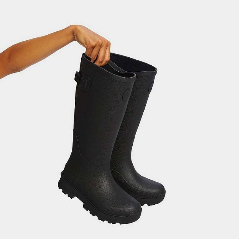 Black Women's FitFlop Wonderwelly Atb High Performance Tall Wellington Rain Boots | 207MJNFSP