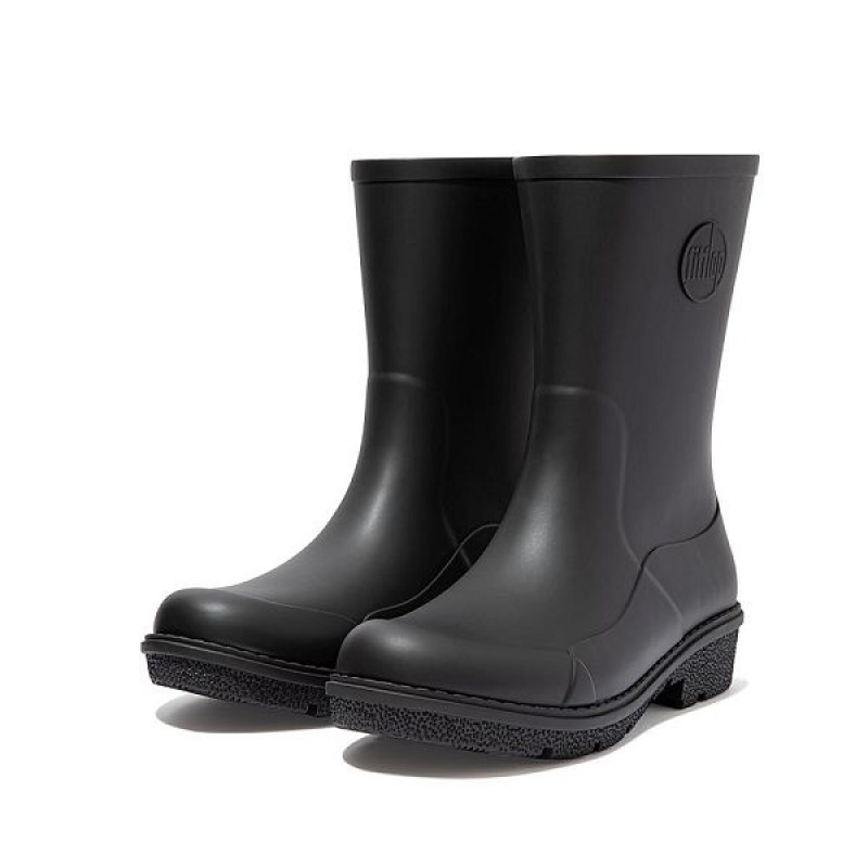 Black Women's FitFlop Wonderwelly Short Rain Boots | 936VHYLCE