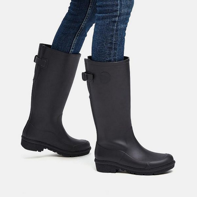 Black Women's FitFlop Wonderwelly Tall Rain Boots | 695DORAEX