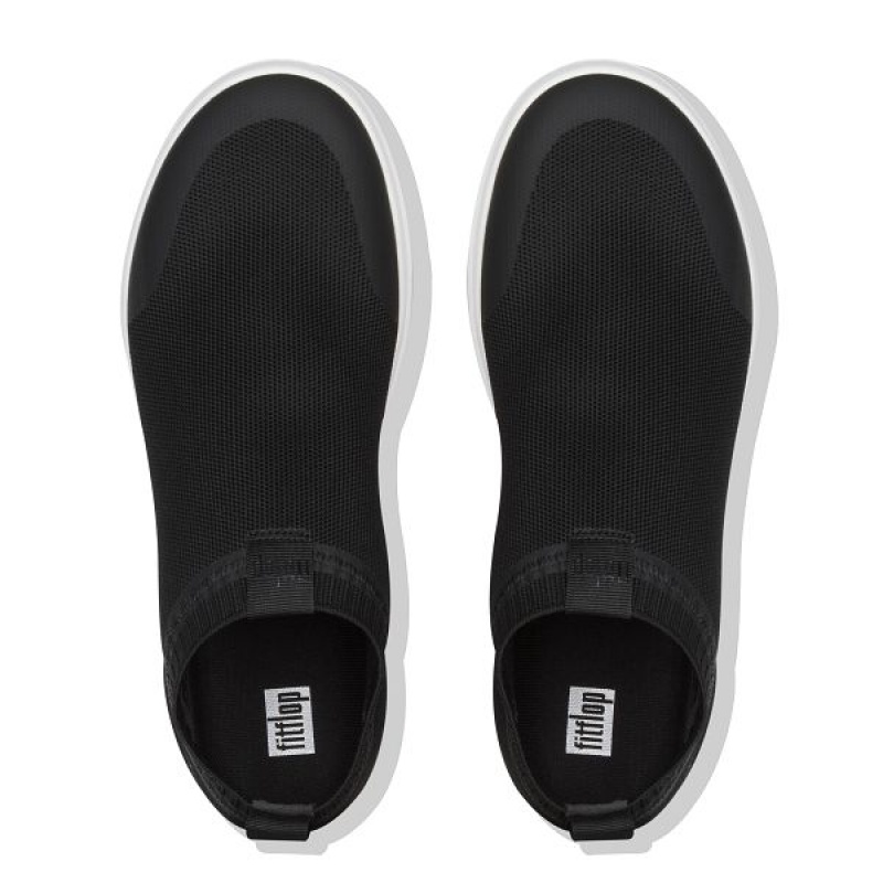 Black / White Men's FitFlop Uberknit Slip On Sneakers | 629ERJDWY