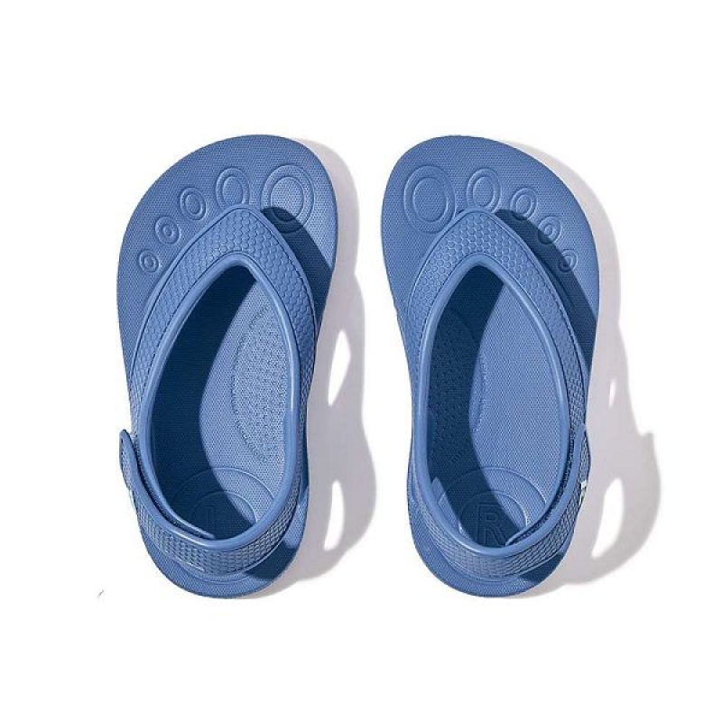 Blue Kids' FitFlop Iqushion Toddler Ergonomic Back-Strap Flip Flops | 637SQAMGX