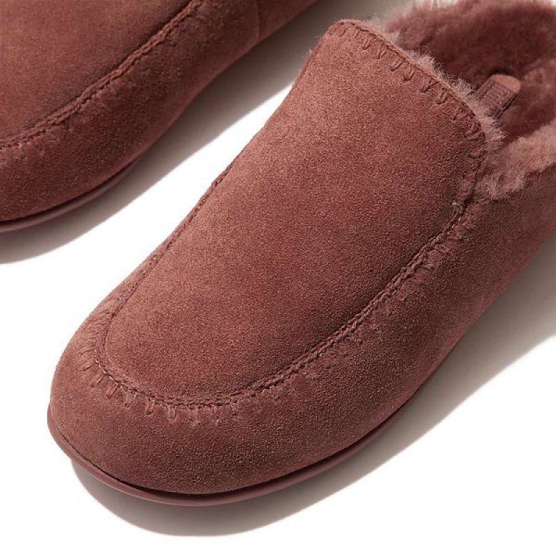 Brown Women's FitFlop Chrissie Ii Haus Shearling Lined Suede Slippers | 413PUEJFK