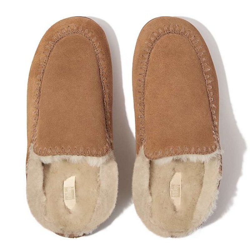 Brown Women's FitFlop Chrissie Ii Haus Shearling Lined Suede Slippers | 603BFIMQS