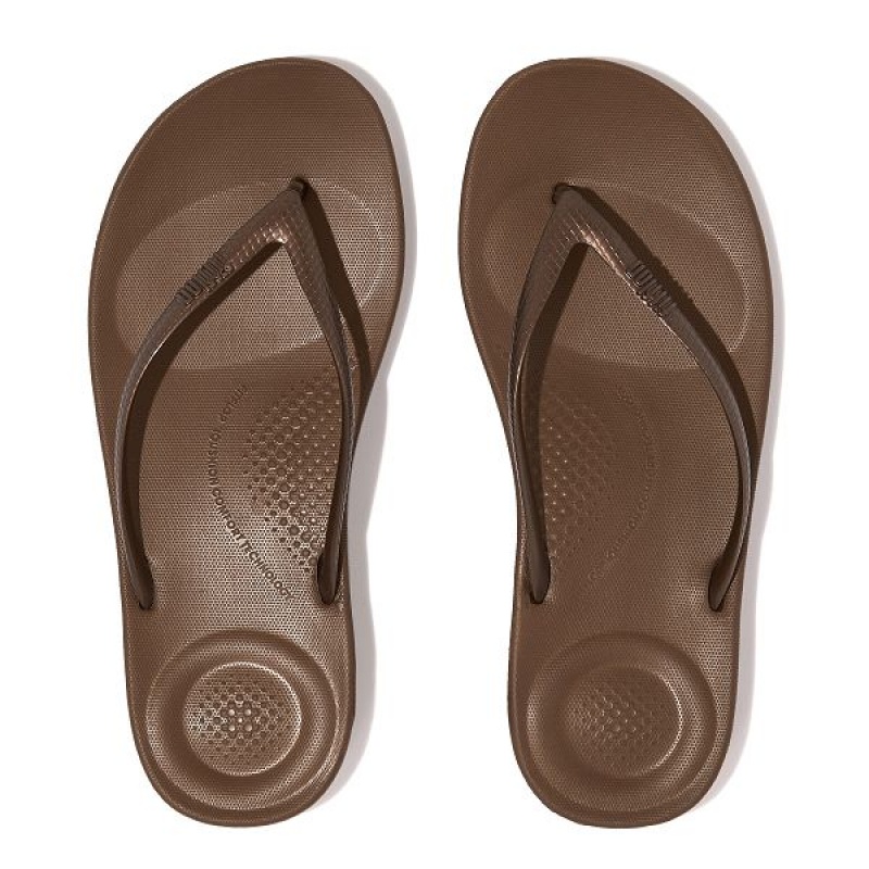 Brown Women's FitFlop Iqushion Ergonomic Flip Flops | 917SZRDGP