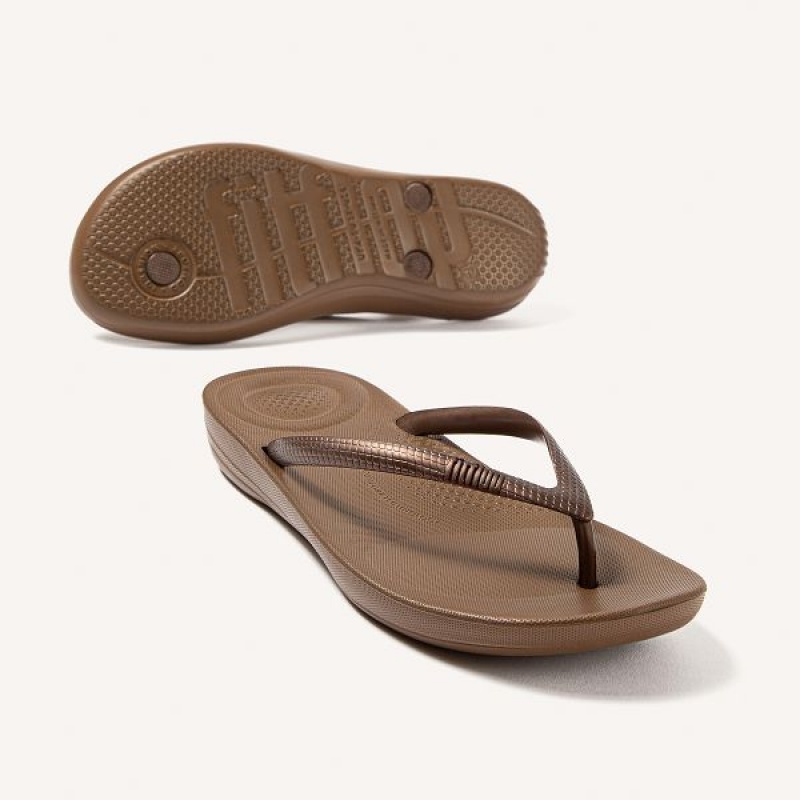 Brown Women's FitFlop Iqushion Ergonomic Flip Flops | 917SZRDGP