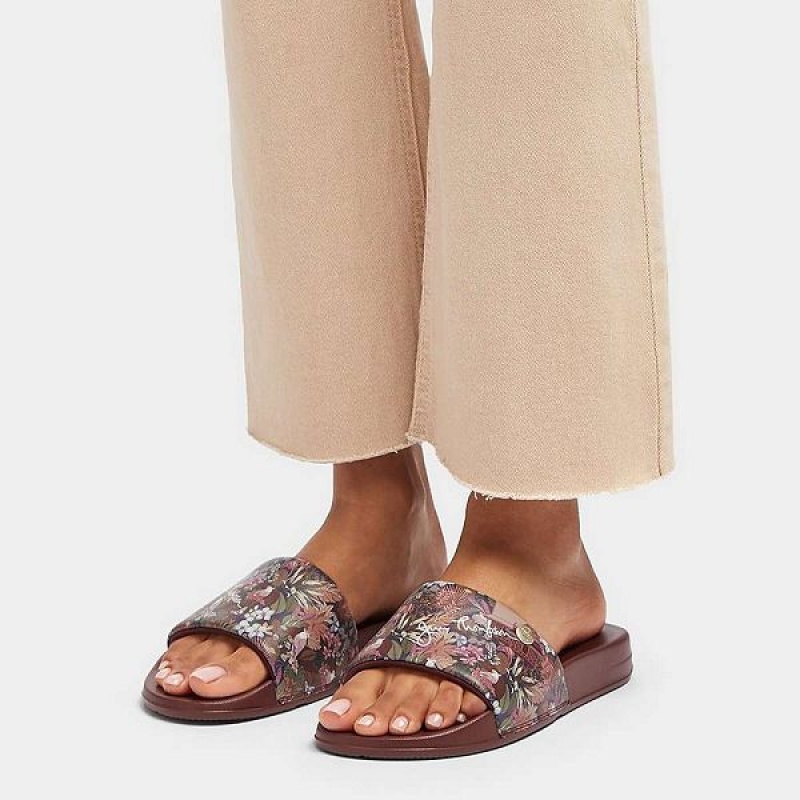 Brown Women's FitFlop Iqushion X Jim Thompson Limited Edition Slides | 384XNJHPO