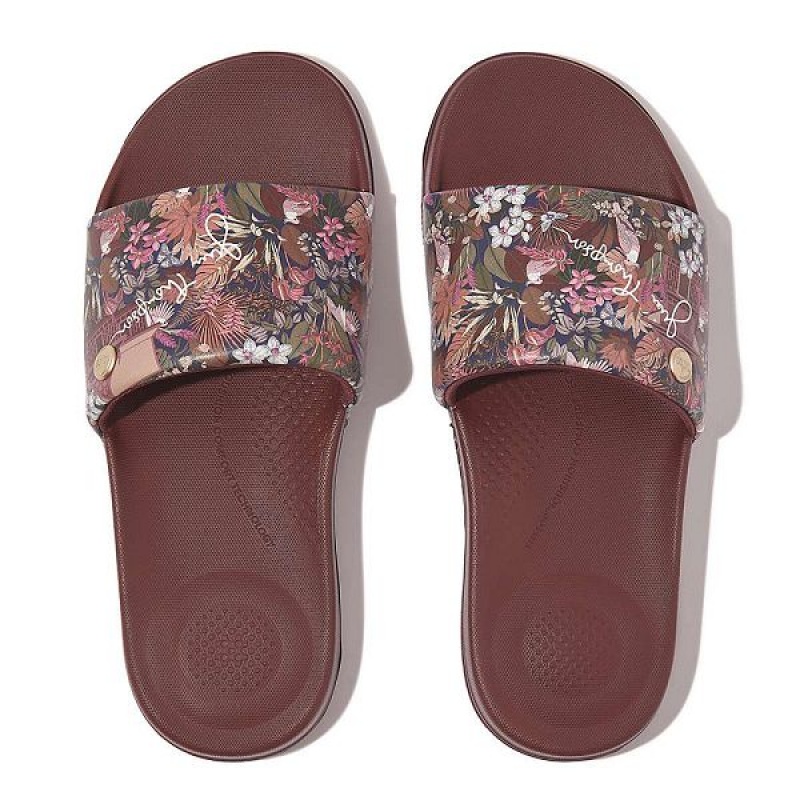 Brown Women's FitFlop Iqushion X Jim Thompson Limited Edition Slides | 384XNJHPO