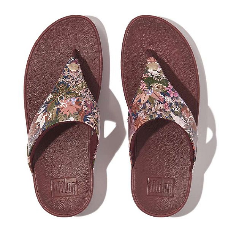 Brown Women's FitFlop Lulu X Jim Thompson Limited Edition Leather Toe-Post Sandals | 347TUPASC