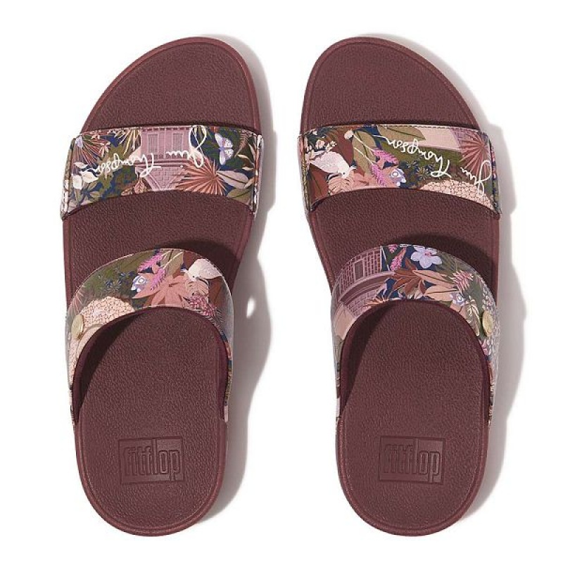 Brown Women's FitFlop Lulu X Jim Thompson Limited Edition Leather Slides | 147UHWKDJ