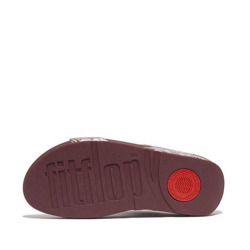 Brown Women's FitFlop Lulu X Jim Thompson Limited Edition Leather Slides | 147UHWKDJ