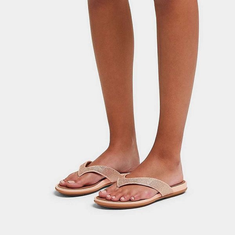 Brown / Beige Women's FitFlop Gracie Crystal Flip Flops | 508LJFEWH