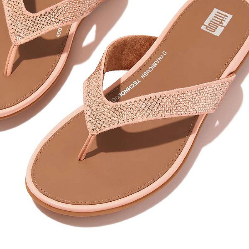 Brown / Beige Women's FitFlop Gracie Crystal Flip Flops | 508LJFEWH