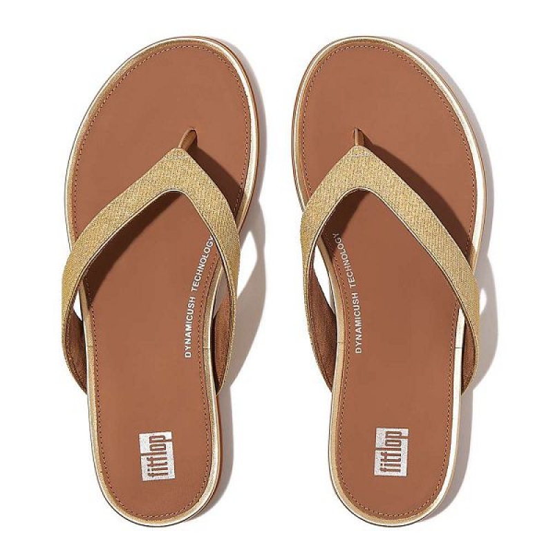 Brown / Gold Women's FitFlop Gracie Shimmerlux Flip Flops | 632FSZQOB