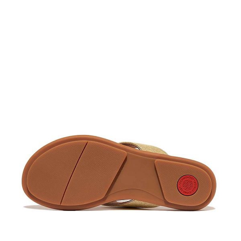 Brown / Gold Women's FitFlop Gracie Shimmerlux Flip Flops | 632FSZQOB