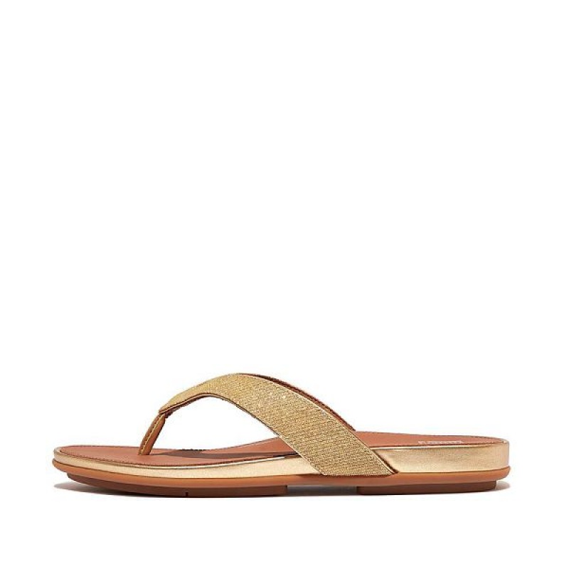 Brown / Gold Women\'s FitFlop Gracie Shimmerlux Flip Flops | 632FSZQOB