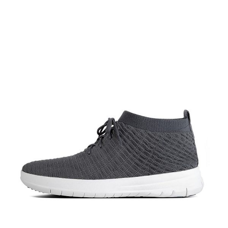 Dark Grey Men\'s FitFlop Uberknit Slip On High Top Sneakers | 685KTSHAL