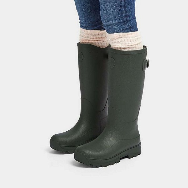 Deep Green Women's FitFlop Wonderwelly Atb High Performance Tall Wellington Rain Boots | 420PDLZOA