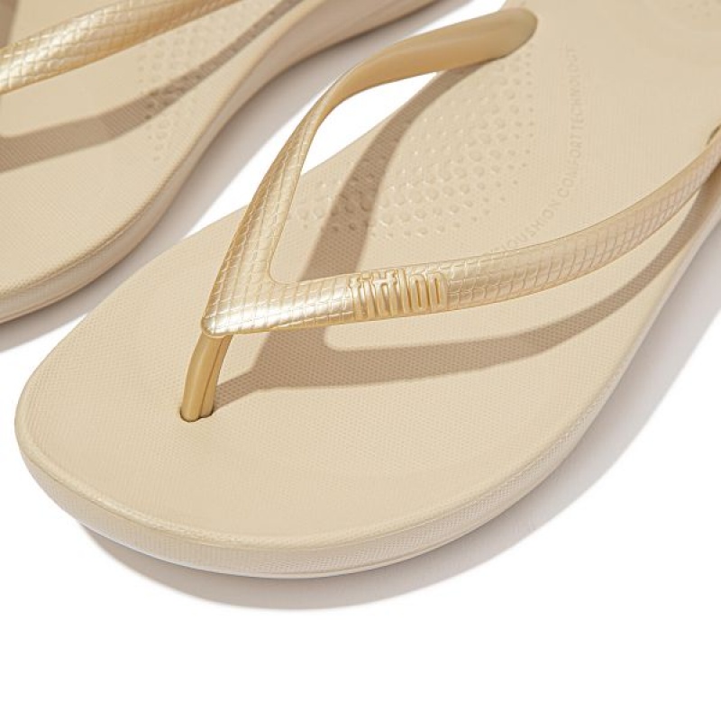 Gold Women's FitFlop Iqushion Ergonomic Flip Flops | 980GFCWSK