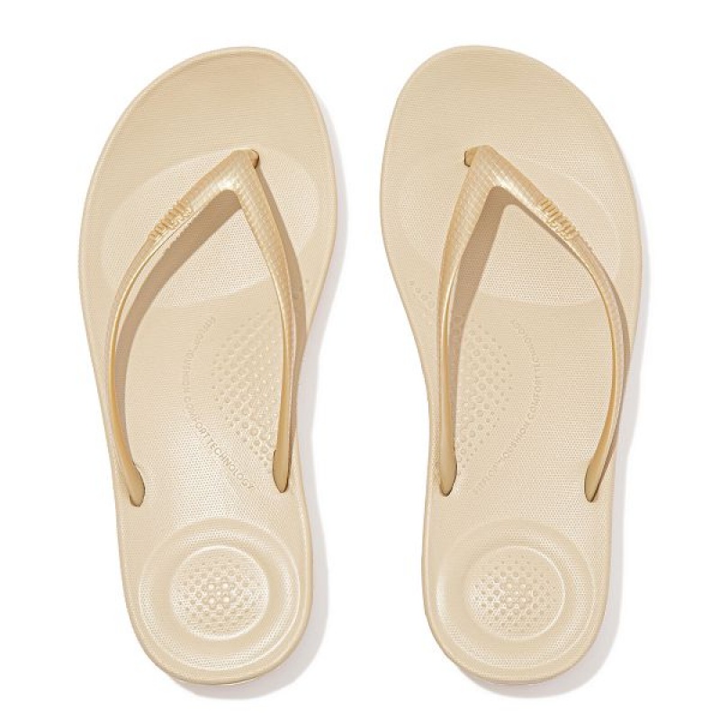 Gold Women's FitFlop Iqushion Ergonomic Flip Flops | 980GFCWSK