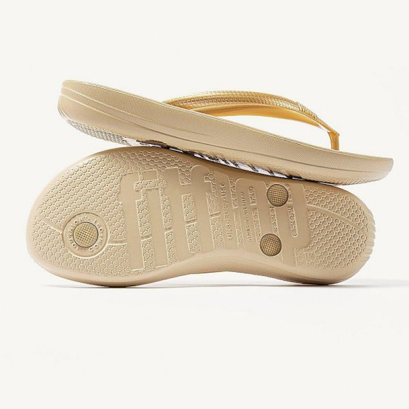 Gold Women's FitFlop Iqushion Ergonomic Flip Flops | 980GFCWSK