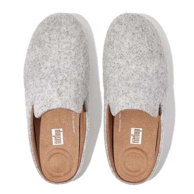 Grey Women's FitFlop Chrissie Ii E01 Haus Felt Slippers | 475DCPBEG