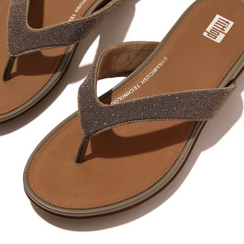 Grey Women's FitFlop Gracie Opul Flip Flops | 893ZUNHMP