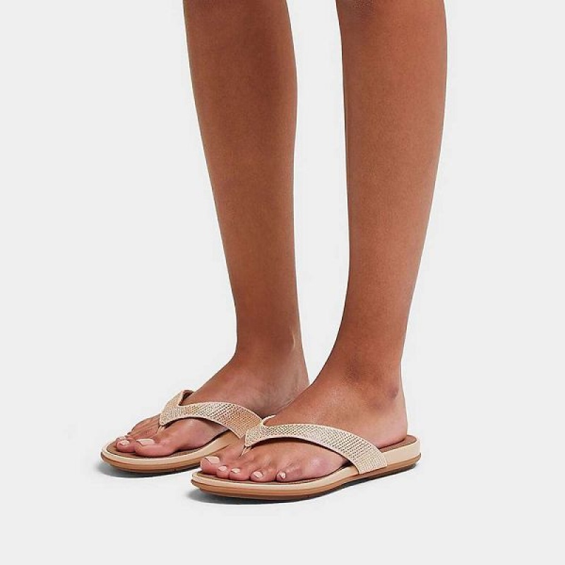 Grey / Beige Women's FitFlop Gracie Crystal Flip Flops | 416SGKWXZ