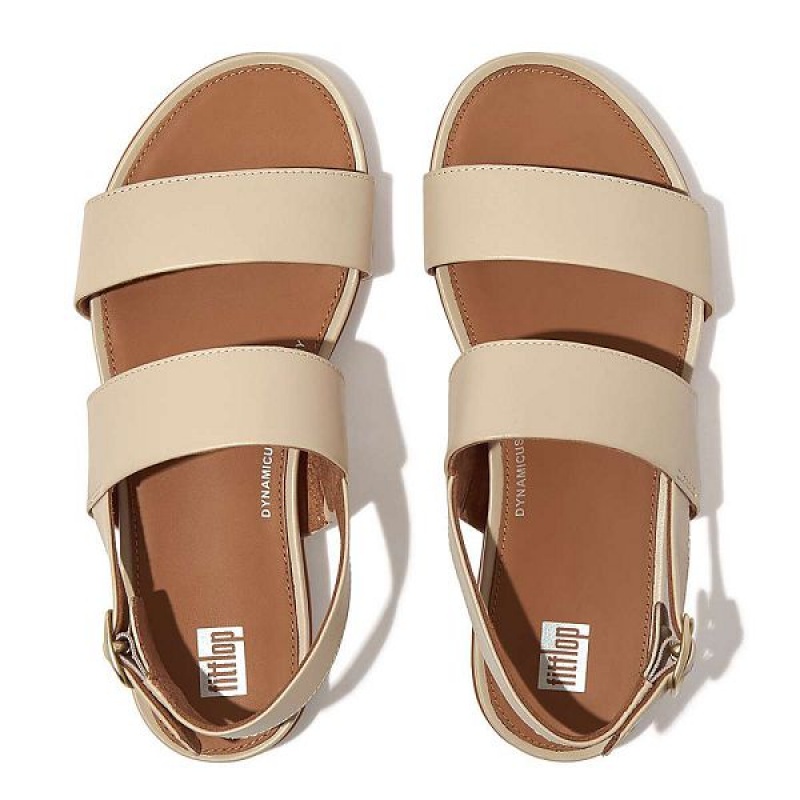 Grey / Beige Women's FitFlop Gracie Leather Back-Strap Sandals | 051FWMAZP