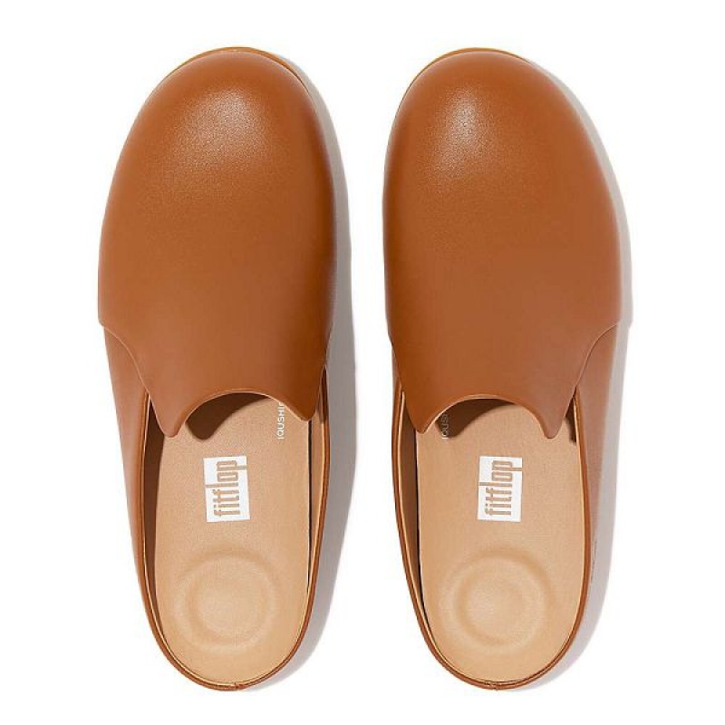 Light Brown Women's FitFlop Chrissie Ii Haus Leather Slippers | 105DIQJAB