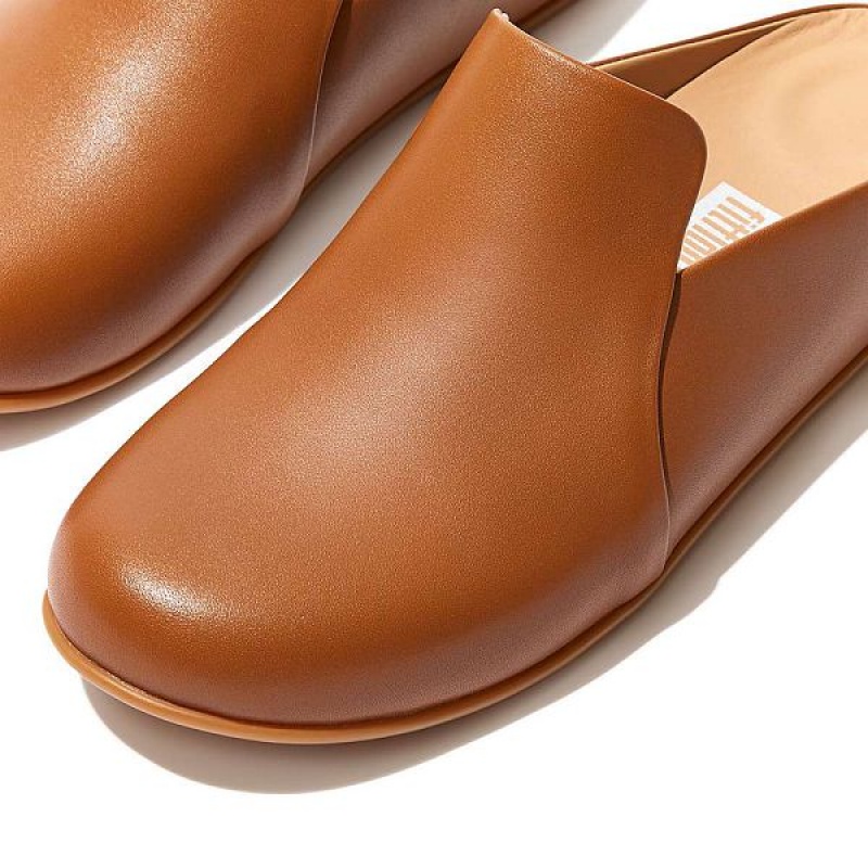 Light Brown Women's FitFlop Chrissie Ii Haus Leather Slippers | 105DIQJAB