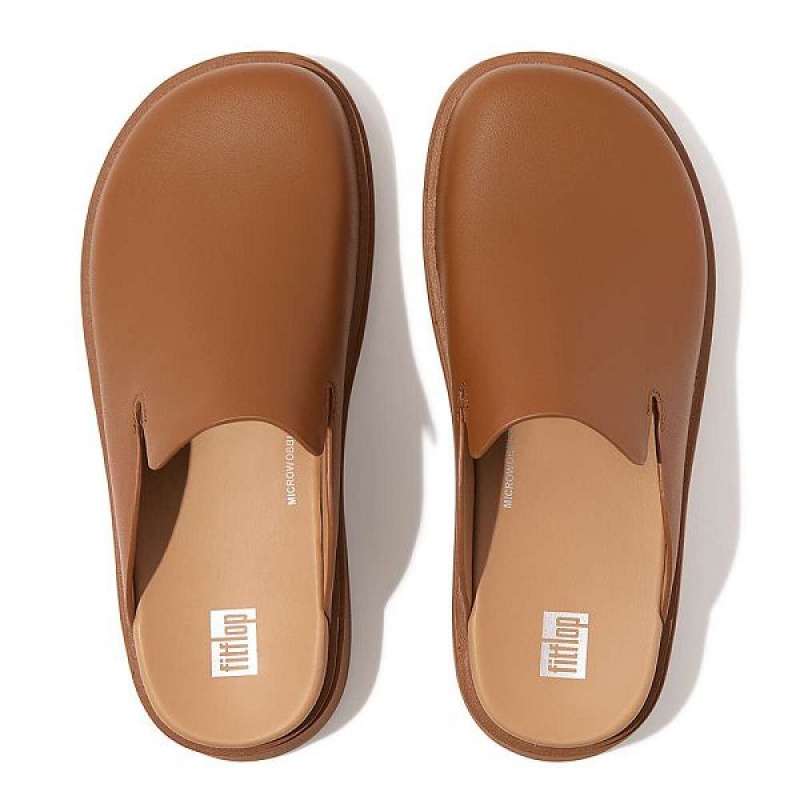 Light Brown Women's FitFlop Gen-Ff Leather Mules | 710XAZHPF