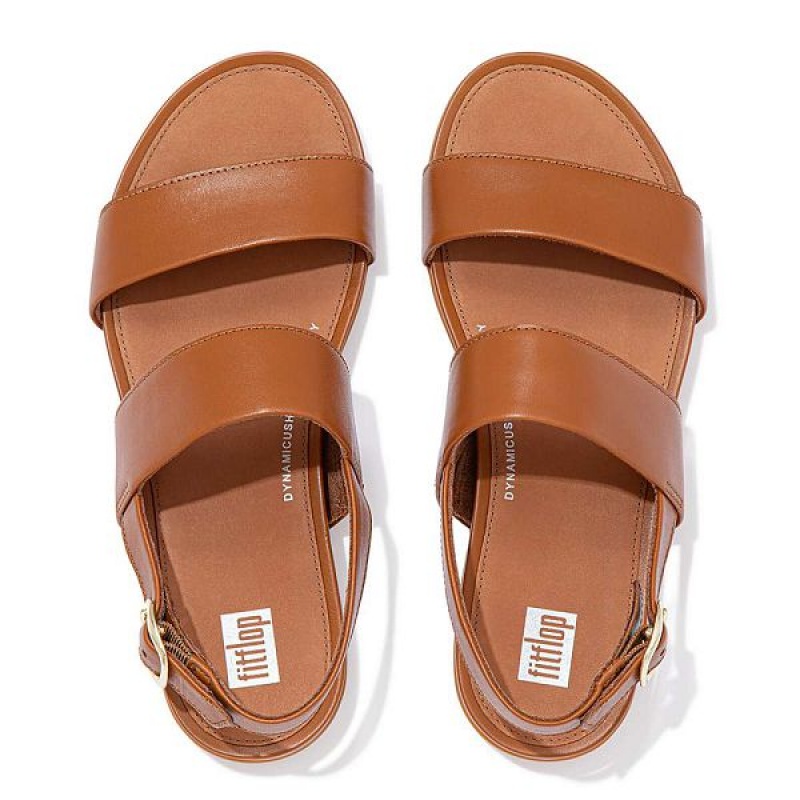 Light Brown Women's FitFlop Gracie Leather Back-Strap Sandals | 308OHFKVB