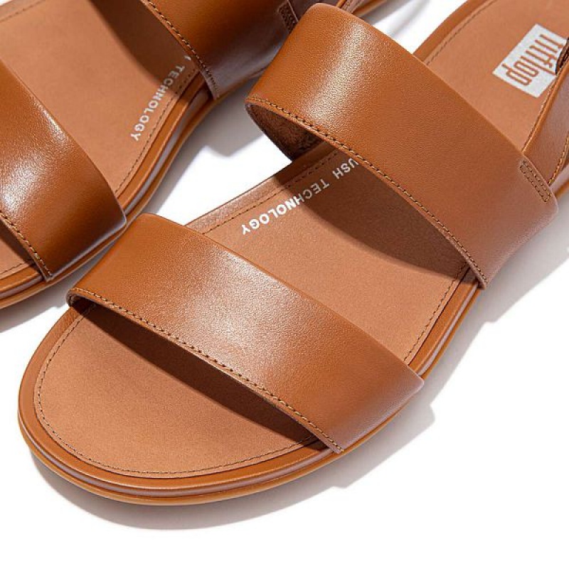 Light Brown Women's FitFlop Gracie Leather Back-Strap Sandals | 308OHFKVB