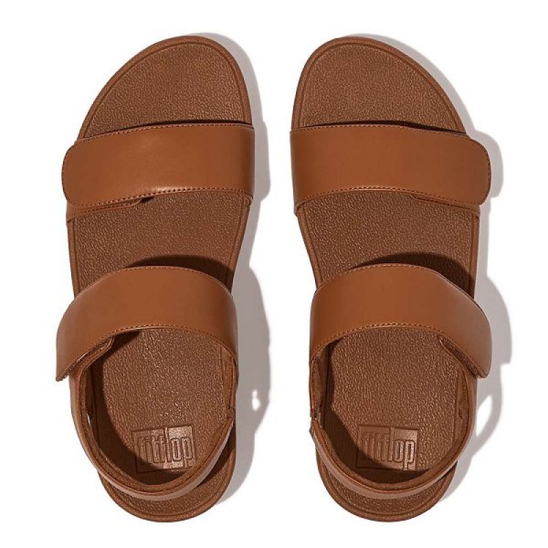 Light Brown Women's FitFlop Lulu Adjustable Leather Sandals | 983POFZNL