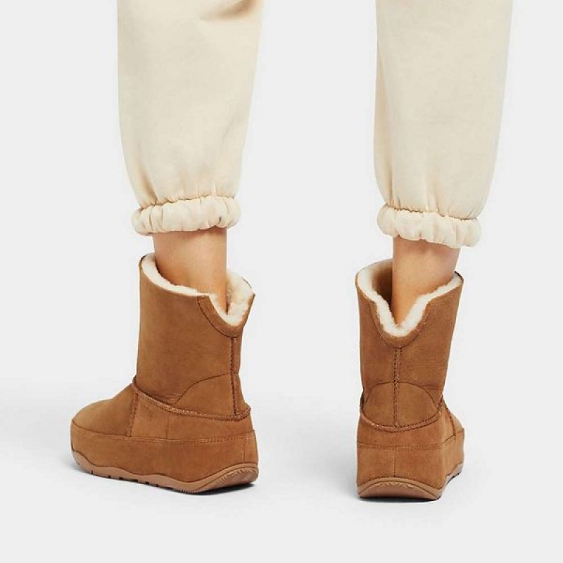 Light Brown Women's FitFlop Original Mukluk Shorty Double Faced Shearling Ankle Boots | 508IDUBNQ