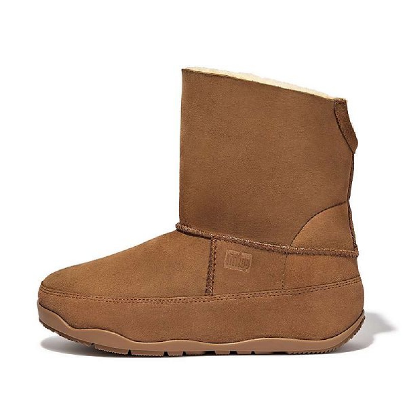 Light Brown Women\'s FitFlop Original Mukluk Shorty Double Faced Shearling Ankle Boots | 508IDUBNQ