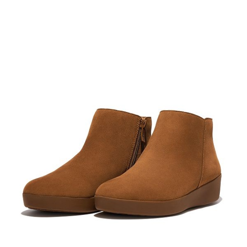 Light Brown Women's FitFlop Sumi Suede Ankle Boots | 518QRBLAX