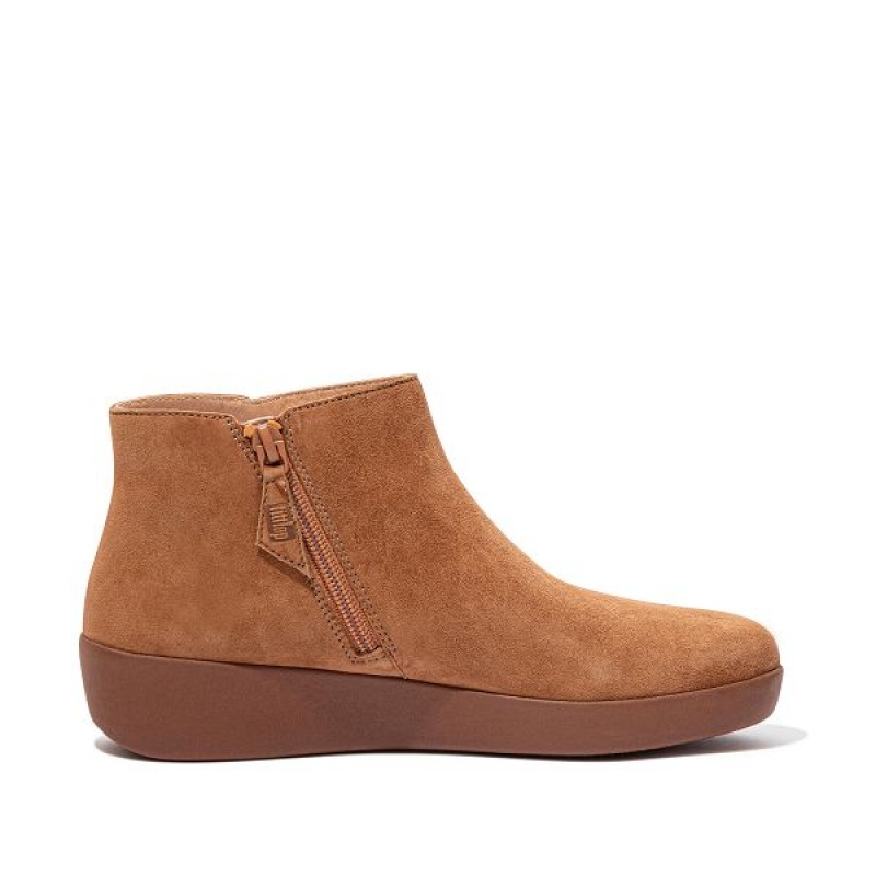 Light Brown Women's FitFlop Sumi Suede Ankle Boots | 518QRBLAX