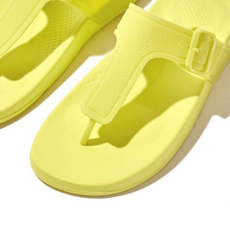 Light Green Women's FitFlop Iqushion Glow In The Dark Adjustable Buckle Flip Flops | 207XPKIUR