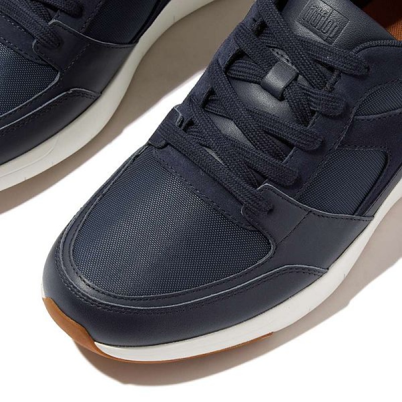 Navy Men's FitFlop Anatomiflex Material Mix Panel Sneakers | 089XVIOSF